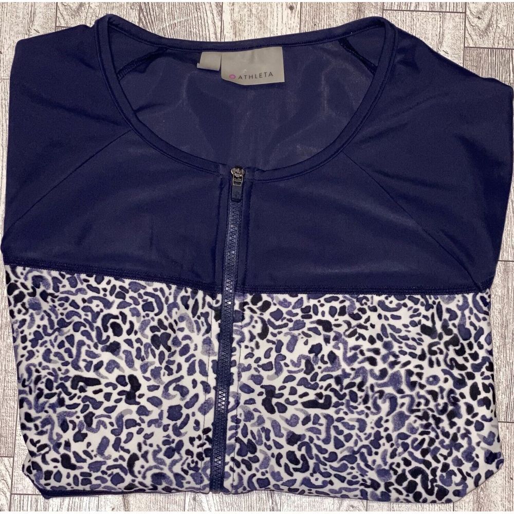 Athleta Swim Top‎ Long Sleeve Navy Small Zip Front